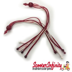 Handlebar End Streamers (Tassels) (Tansparent Light Red / White 180mm) (Universal Fitment)