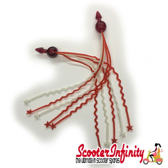 Handlebar End Streamers (Tassels) (Red / White 180mm Stars & Stripes) (Universal Fitment)