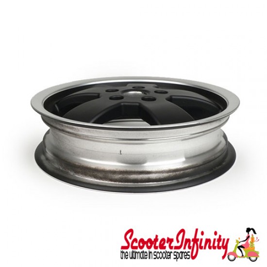 Wheel Rim Standard (Black with Polished Edge) (3.00-12") (Genuine Piaggio) (Vespa GTS/GTS Super/GTV/GT 60/GT/GT L 125-300cc)