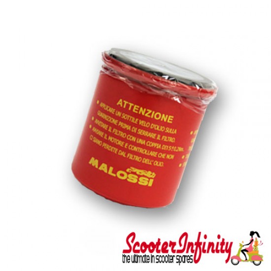 Oil Filter MALOSSI Red Chilli (Piaggio Models: Beverley, Typhoon, Fly, X9, MP3 - Vespa GT, GTS, GTS Super)