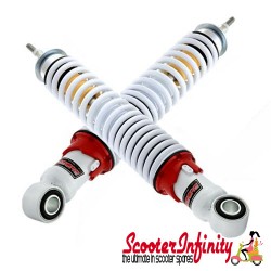Shock Absorbers Rear (Pair) (Carbone) (White/Red) (Vespa GTS/GTS Super/GTV/GT 60/GT/GT L upto 2013)