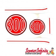 Sticker Decoration Trim for Vespa GTS Super 300 (red, Dragon 894,  red/white, 5-parts)