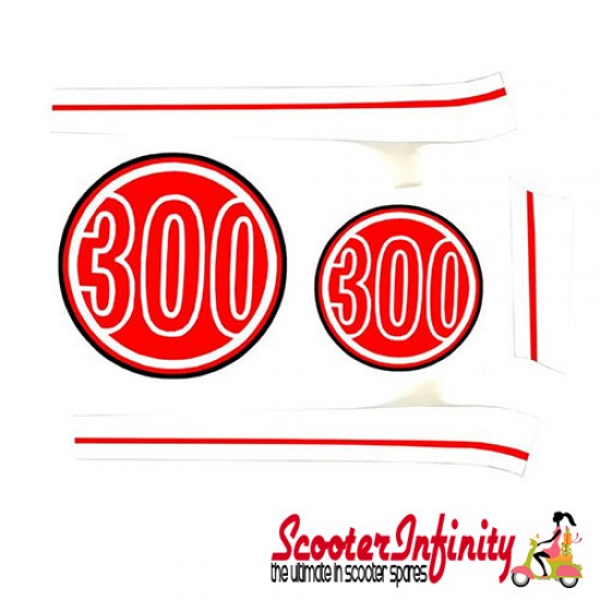 Sticker Decoration Trim for Vespa GTS Super 300 (red, Dragon 894,  red/white, 5-parts)