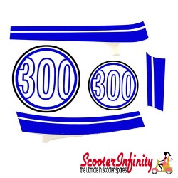 Sticker Decoration Trim for Vespa GTS Super 300 (white, Montebianco 544,  blue/white, 5-parts)