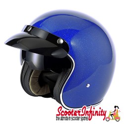Helmet / MOD Vcan V537 (Open Face - Blue Flake - With Popdown Sunvisor) ONLY XL LEFT