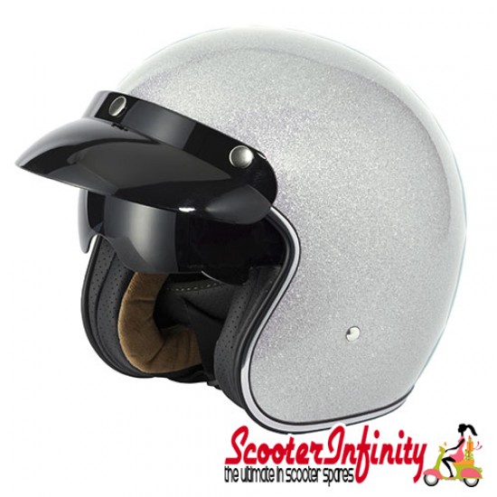 Helmet / MOD Vcan V537 (Open Face - Silver Flake - With Popdown Sunvisor)