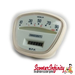 Speedometer Aqua Face 90MPH Lambretta (LI 125-150, SX150, TV175, TV200)