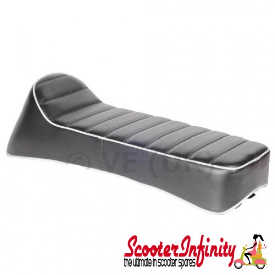 Seat Ancillotti Dual Slope Seat (Black with White Piping) (Made in Italy) (Lambretta GP, LI, SX, TV - Series 3's)