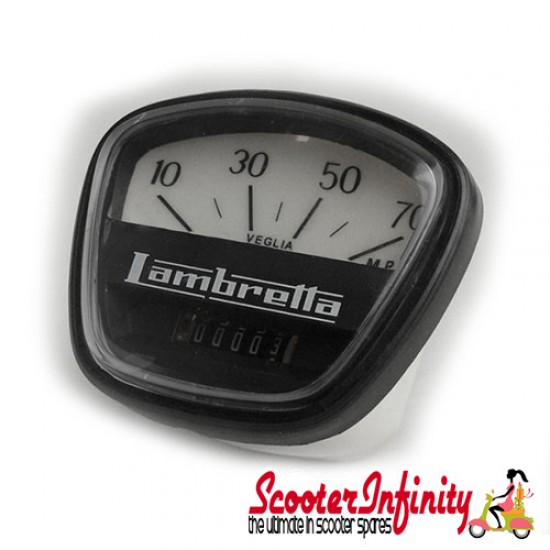Speedometer Black Face 70MPH Lambretta (DL 125 / GP 125, DL 150 / GP 150) Speedometer Black Face 70MPH Lambretta (DL 125 / GP 125, DL 150 / GP 150)