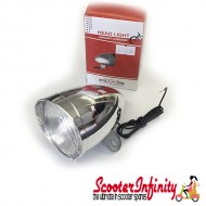 Spotlight / Spotlamp - Chrome Mod Style (60mm Lens, 85mm length) (Plastic, with Bracket) (Vespa / Lambretta)