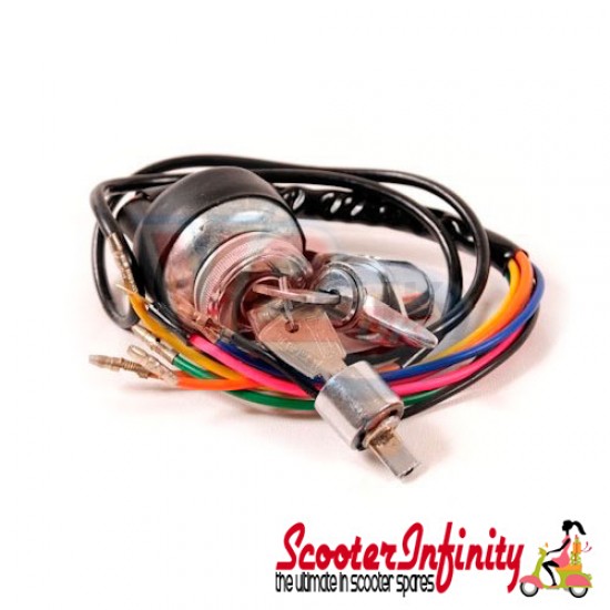 Switch Ignition AC + Steering & Toolbox Locks (Matching Keys, Italian Steering Lock) (Lambretta GP 125-200 - AC Models) Switch Ignition AC + Steering & Toolbox Locks (Matching Keys, Italian Steering Lock) (Lambretta GP 125-200 - AC Models)