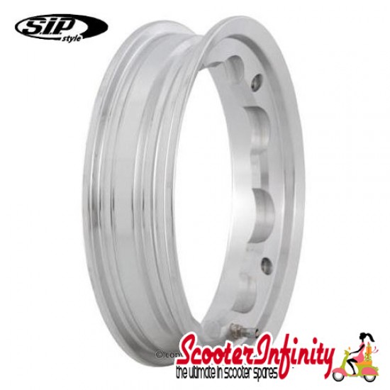 Wheel Rim Tubeless SIP Polished (aluminium, KBA 50164, valve premounted) (2.10x10) (Lambretta)