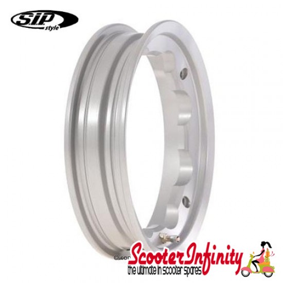 Wheel Rim Tubeless SIP Silver/Grey Matt (aluminium, KBA 50164, valve premounted) (2.10x10) (Lambretta)