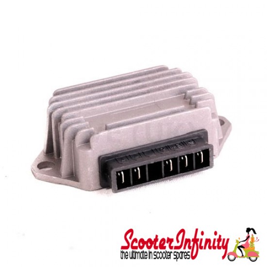 Regulator 5 Pin Terminal 12V DC (Battery) A A G +B EARTH - (For Electric Start Models) (Vespa PX 125-200E/EFL, Cosa 125-200)