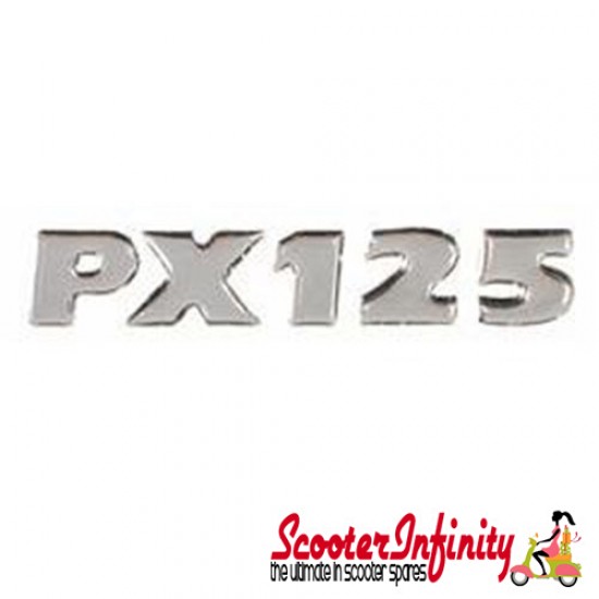 Badge Sidepanel "PX125" Chrome (adhesive, 129x24mm) (Vespa PX 125 ‘98-2010)