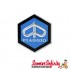 Badge Horncast Horn Cover Hex (Piaggio Emblem) (Fixation: to glue) (31x36 mm) (Vespa PK50-125/S/P80-150X/PX80-200E/P200E)