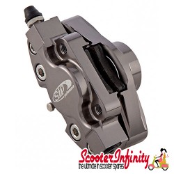 Brake Caliper SIP (Aluminium, Anodised Titanium) (Grimeca,`98/MY, front, LML, Vespa PX, T5, T5 Classic) (MMW Rear)