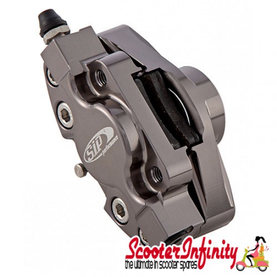 Brake Caliper SIP (Aluminium, Anodised Titanium) (Grimeca,`98/MY, front, LML, Vespa PX, T5, T5 Classic) (MMW Rear)