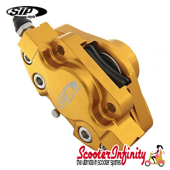 Brake Caliper SIP (Aluminium, Anodised Gold) (Grimeca,`98/MY, front, LML, Vespa PX, T5, T5 Classic) (MMW Rear)