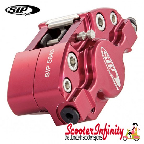 Brake Caliper SIP (Aluminium, Anodised Red) (Grimeca,`98/MY, front, LML, Vespa PX, T5, T5 Classic) (MMW Rear)