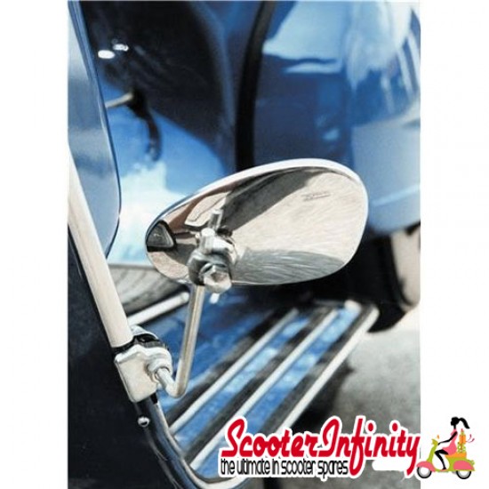 Mirror Clamp On RIGHT Hand (120 x 70mm) (Universal Scooter Fitting) (BUMM) (Chrome) (Vespa / Lambretta)