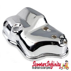 Carburettor Casing Cover Chrome (With Oil Pump) (Vespa 180-200 Rally/P80 -150X/P200E/PX80-200E/Lusso /`98/MY/`11/T5)