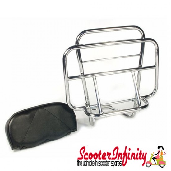 Carrier/Rack Rear Backrest/Folding (Chrome) (Vespa/Lambretta) Carrier/Rack Rear Backrest/Folding (Chrome) (Vespa/Lambretta)