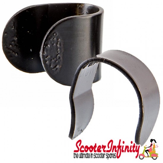 Legshield Rubber Clamp SIP (Steel, Black, Pair) (Vespa 50-125/PV/ET3/125 VNA-TS/150 VBA-T4/160 GS/180 SS/Rally/PX/T5)