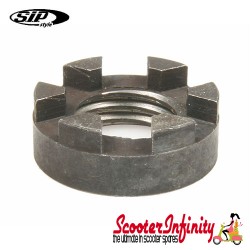 Clutch Nut Castle (Steel, Premium Quality) (Vespa 125 V1-TS/150 VL -Super/160 GS/180 SS/Rally /PX80-200/PE/Lusso -> 1994 /Cosa 1/T5)