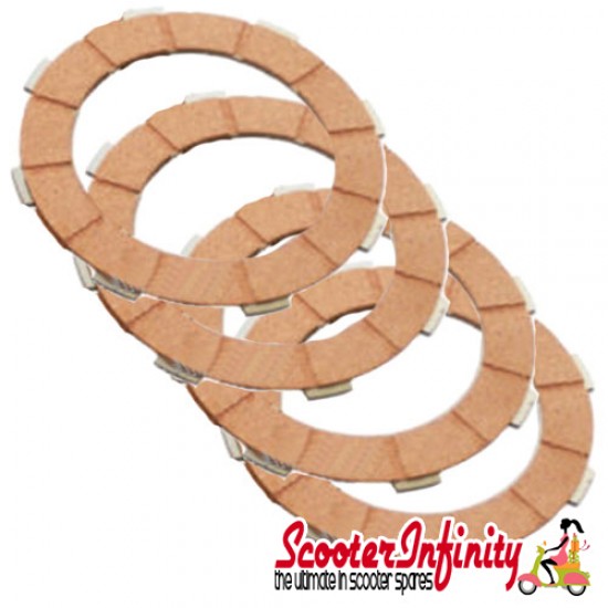 Clutch Plate Kit (4 Plates, 108 mm) PIAGGIO (Standard "COSA 2" for "COSA 2" clutch) (Vespa PX125-200 E Lusso `95->/`98/MY/`11/Cosa 2 )