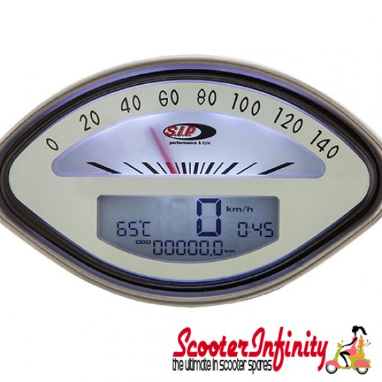 SIP Digital Speedo / Rev Counter *NEW V2.0* (Beige / White Face) (Vespa 125 GT/150 VBA /VBB/GL/GS/Sprint/160 GS/180 SS)