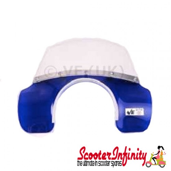 Flyscreen Windshield Mod (Transparent Blue) (Vespa LML, Vespa E, Vespa EFL 1984-87, T5 Classic)
