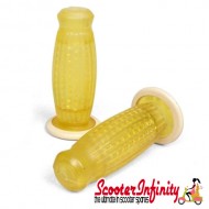 Handlebar Twist Grips (Superflex / Bubble) Yellow Transparent (22mm 120mm) (Vespa  50-125 PV/ET3/125 GT/GTR/Super /TS/ 150 GL/Sprint/V/Super /180SS/200 Rally/PX80-200/PE Lusso/?98/MY)