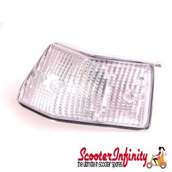 Indicator Rear R/S STELLA (clear, chrome surround) (Vespa PX80-200/PE/Lusso/T5)