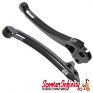 Levers Brake & Clutch GRAND-SPORT (Disc Brake Front GRIMECA) pair, aluminium CNC, black (Vespa PX`98/MY) Levers Brake & Clutch GRAND-SPORT (Disc Brake Front GRIMECA) pair, aluminium CNC, black (Vespa PX`98/MY)