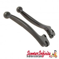 Levers Brake & Clutch (Black) (Drum Brake Front) (Large Ball) (Vespa Rally 180-200/ P80-150X/PX80 -200E/Lusso 1?/P200E /PX80-200/PE/Lusso/T5)