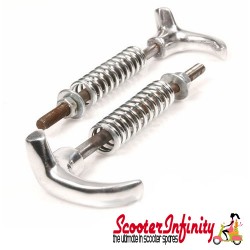 Side Panel Handles / Lock Lever engine side & spare (Pair, aluminium polished) (Vespa 125 TS/160 GS/180 SS /Rally/P80-150X/PX80- 150X /PX80-200E/P200E/P150S) Side Panel Handles / Lock Lever engine side & spare (Pair, aluminium polished) (Vespa 125 TS/160 GS/180 SS /Rally/P80-150X/PX80- 150X /PX80-200E/P200E/P150S)
