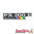 Badge Sidepanel "PX 200 - Elestart" (Black Aluminium / Red, pin distance 105mm) (Vespa PX200 E Lusso/EFL/Arcobaleno / Elestart )