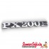 Badge Sidepanel "PX 200 E" (Black / Aluminium, pin distance: 105mm) (Vespa PX200E)