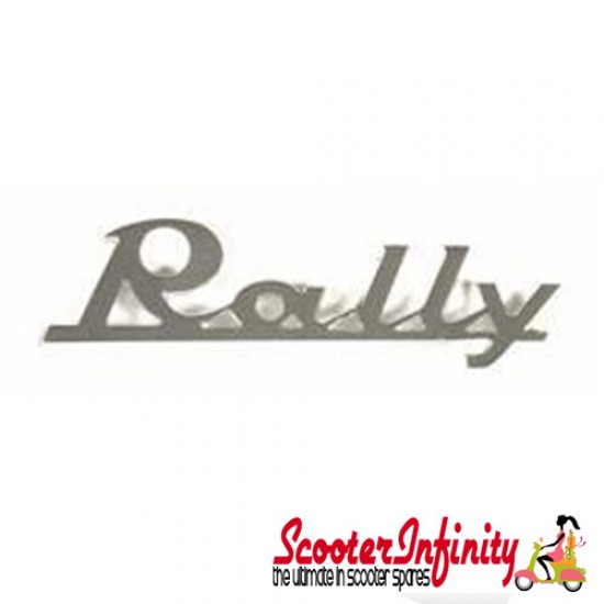 Badge Legshield "Rally" (Chrome, pin distance 65mm) (Vespa Rally 180)