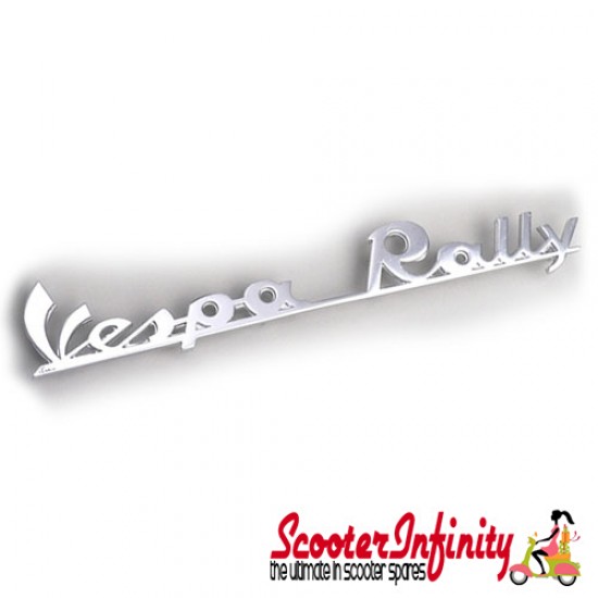 Badge Rear "Vespa Rally" (Chrome, fixation 4 pins) (Vespa Rally 180)