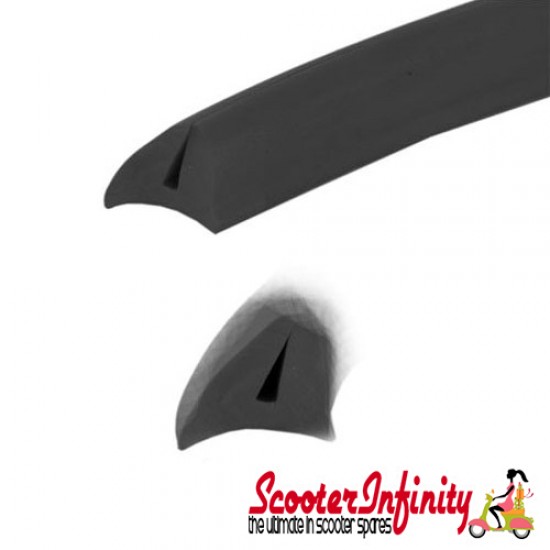Sidepanel Rubber Trim Pair (Black) (18 mm, 1200/1800 mm, thick) (Vespa LML, P Range, PX, T5)