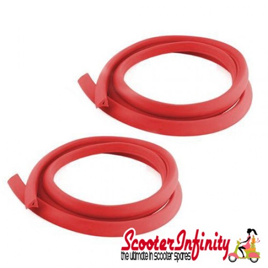 Sidepanel Rubber Trim Pair (Red) (18 mm, 1200/1800 mm, thick) (Vespa PX/T5)