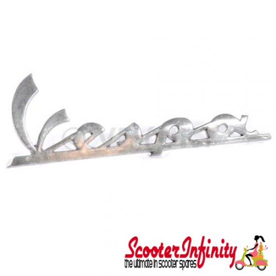 Badge Sidepanel Aluminium Matt Metal (137mm, 177x60 mm) (Vespa PX/MY, T5, T5 Classic - ET2, ET4)