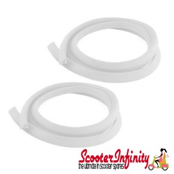 Sidepanel Rubber Trim Pair (White) (18 mm, 1200/1800 mm, thick) (Vespa PX/T5)