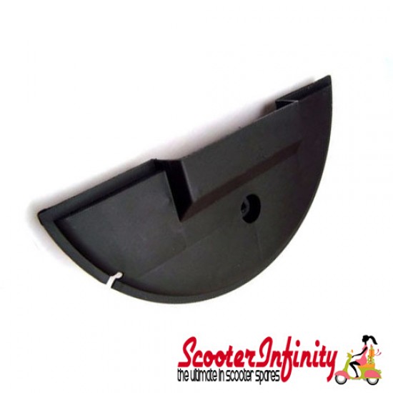 Spare Wheel Cover Half Moon (Comes with Bolt) (Black Plastic) (Vespa PX/T5/LML)