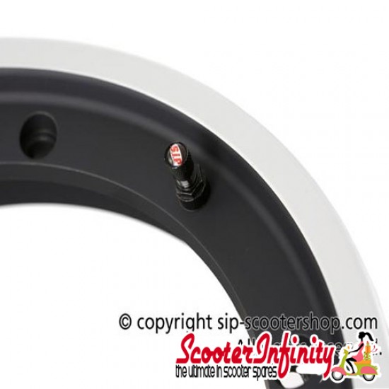 Wheel Rim Tubeless SIP Black Polished Edge (aluminium, KBA 50164, valve premounted) (2.10x10) (Vespa) (P, PE, PX, T5, Rally, LML) Wheel Rim Tubeless SIP Black Polished Edge (aluminium, KBA 50164, valve premounted) (2.10x10) (Vespa) (P, PE, PX, T5, Rally, LML)