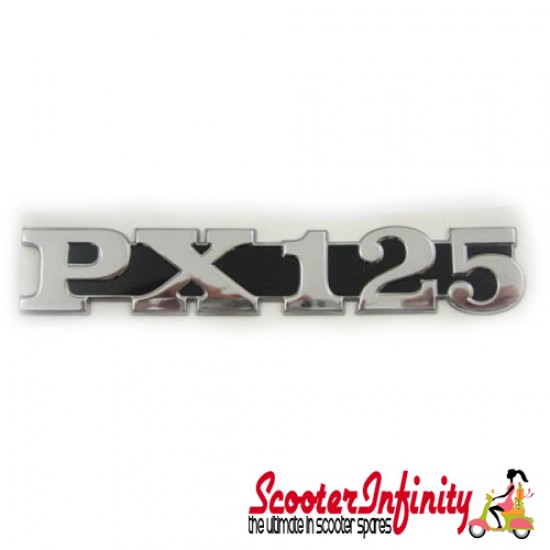 Badge Sidepanel "PX125" (Black / Chrome, adhesive) (Vespa PX 125 2011)