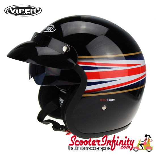 Helmet / VIPER RSV06 Union Jack (Open Face - Black and UJ Emblem)