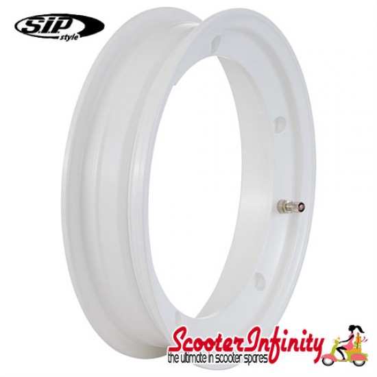 Wheel Rim Tubeless SIP White 2.0 (aluminium, KBA 50164, valve premounted) (2.10x10) (Vespa) (P, PE, PX, T5, Rally, LML)